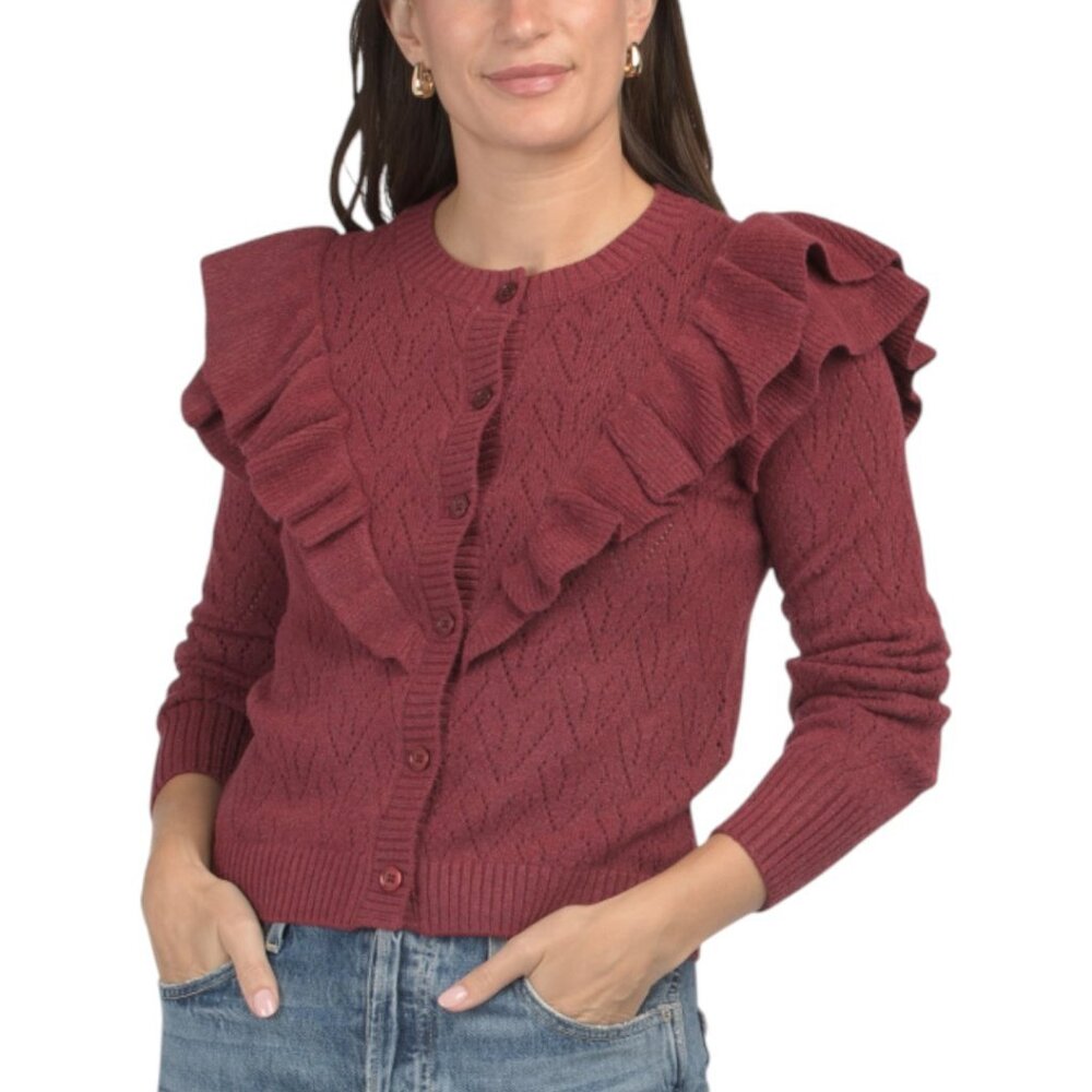 BAGATELLE COLLECTION Fem Ruffle Shoulder Cardigan